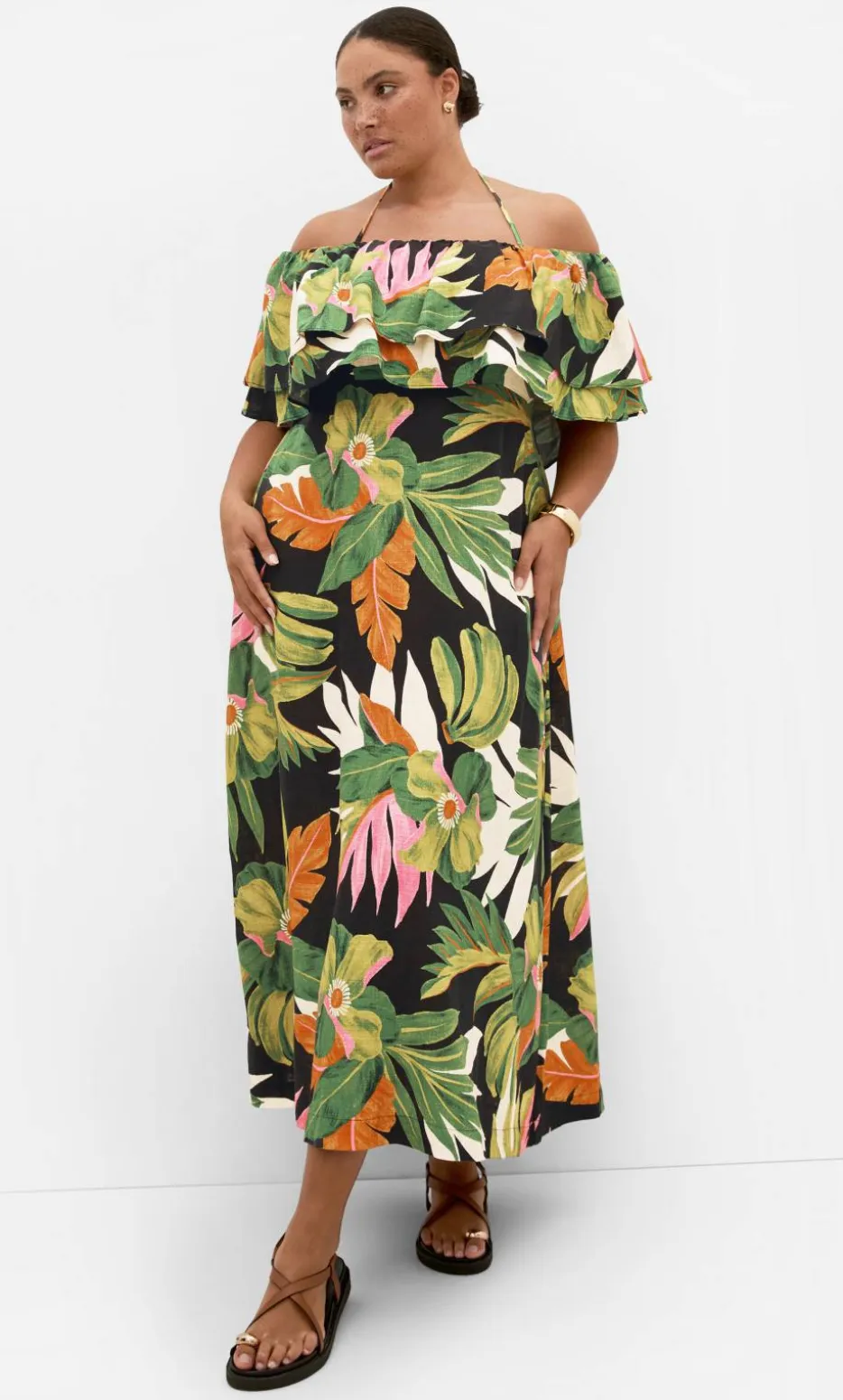 Paradiso Print Maxi Dress - black