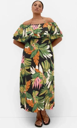 Paradiso Print Maxi Dress - black