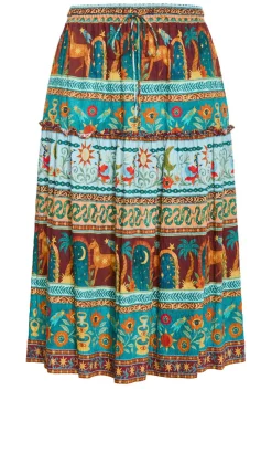 Paradiso Print Midi Skirt - alpine green
