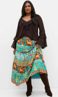 Paradiso Print Midi Skirt - alpine green