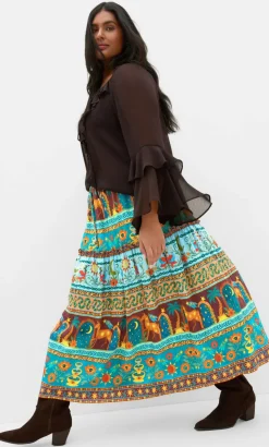 Paradiso Print Midi Skirt - alpine green