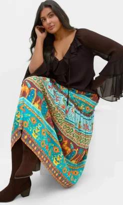 Paradiso Print Midi Skirt - alpine green