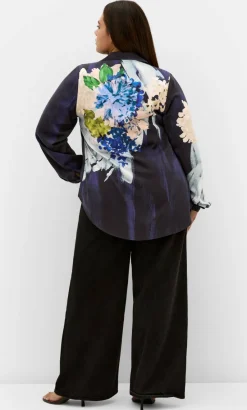 Penelope Dahlia Print Shirt - navy