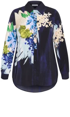 Penelope Dahlia Print Shirt - navy