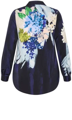 Penelope Dahlia Print Shirt - navy