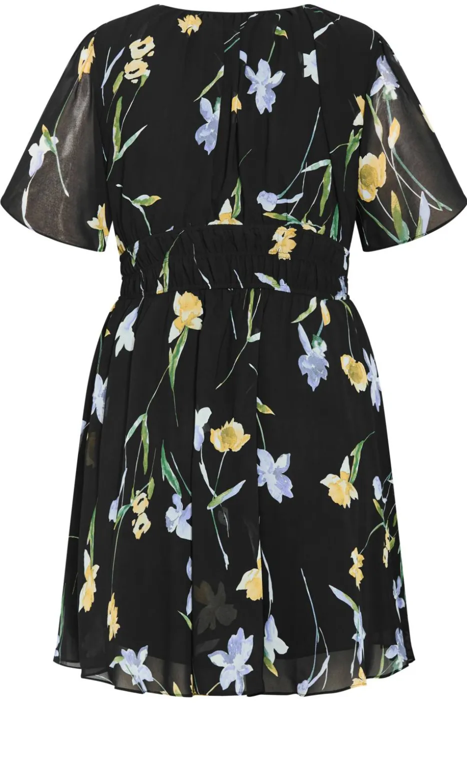 Petal Print Mini Dress - black