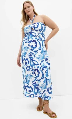Peta Serene Print Maxi Dress - blue