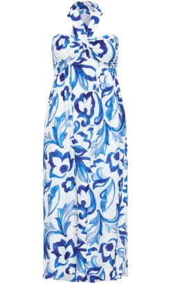 Peta Serene Print Maxi Dress - blue