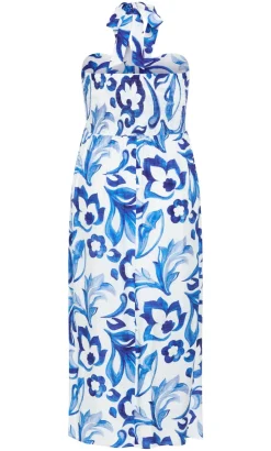 Peta Serene Print Maxi Dress - blue