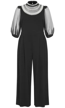 Phoenix Sheer Sleeve Jumpsuit - black