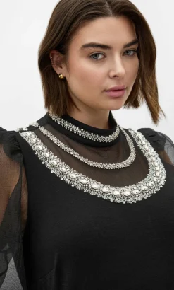 Phoenix Sheer Sleeve Jumpsuit - black