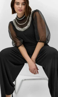 Phoenix Sheer Sleeve Jumpsuit - black