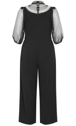 Phoenix Sheer Sleeve Jumpsuit - black