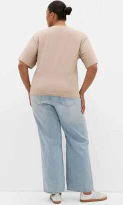 Relaxed Crew Neck Cotton Tee - stone