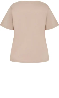 Relaxed Crew Neck Cotton Tee - stone