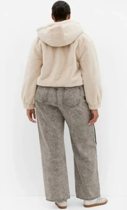 Remi Faux Fur Hooded Bomber - cream