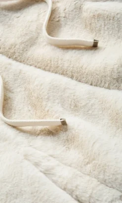 Remi Faux Fur Hooded Bomber - cream