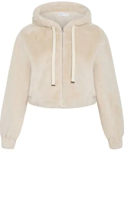 Remi Faux Fur Hooded Bomber - cream