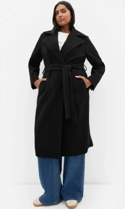 Riley Row Belted Coat - black