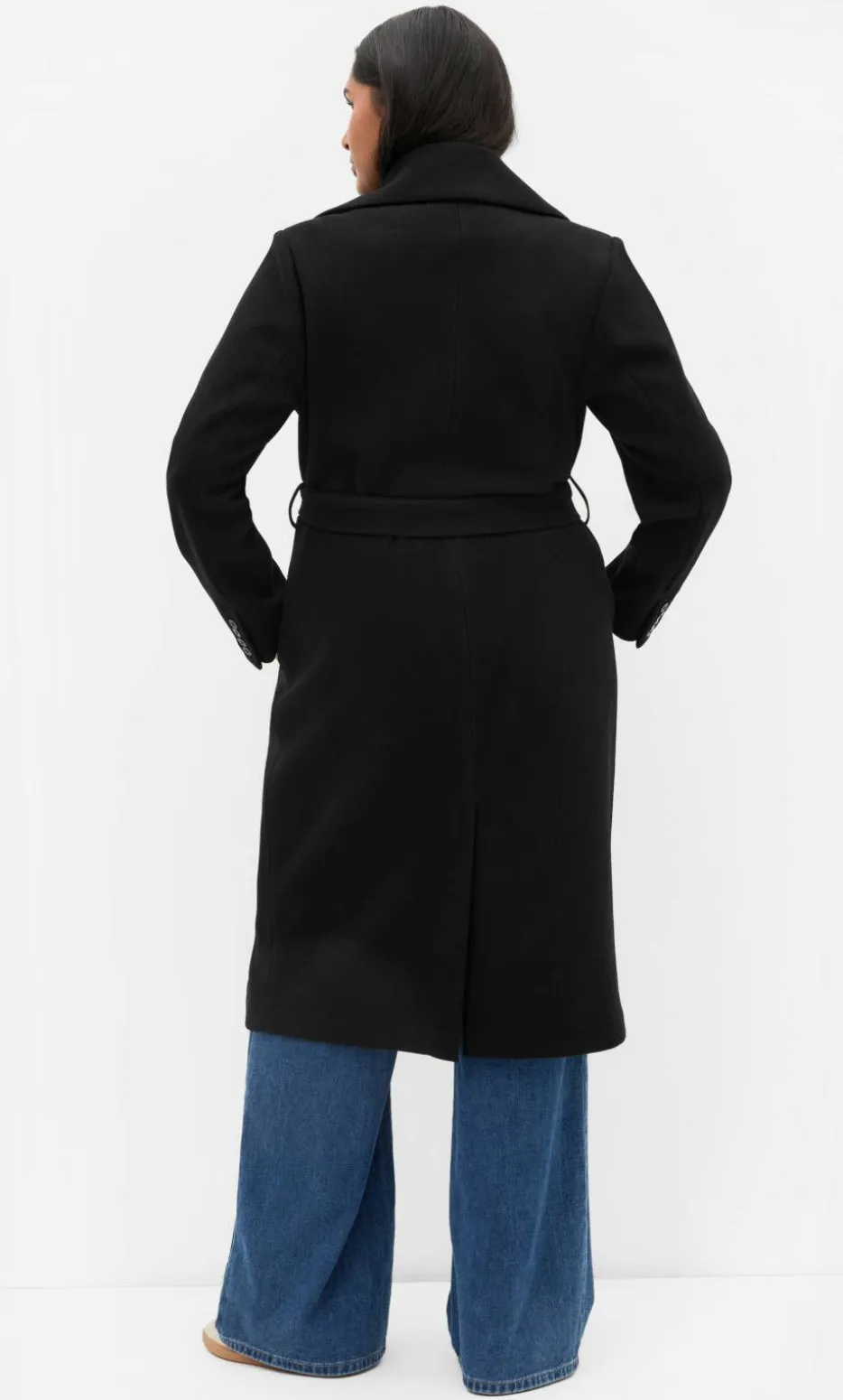 Riley Row Belted Coat - black
