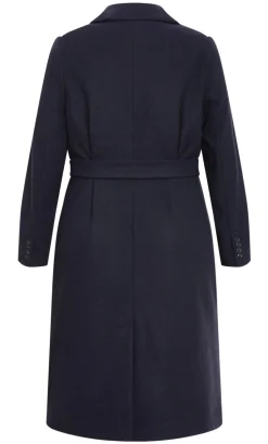 Riley Row Belted Coat - navy