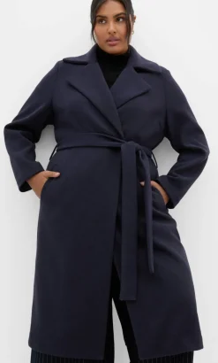 Riley Row Belted Coat - navy