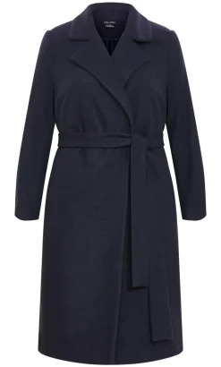 Riley Row Belted Coat - navy