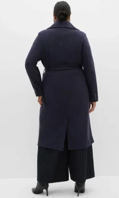 Riley Row Belted Coat - navy