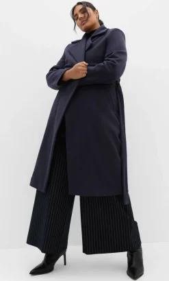 Riley Row Belted Coat - navy