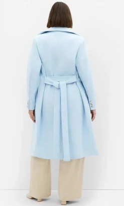 Riley Row Belted Coat - powder blue