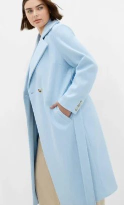Riley Row Belted Coat - powder blue