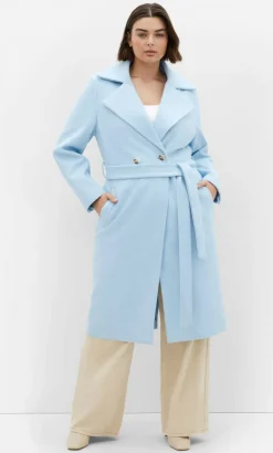 Riley Row Belted Coat - powder blue