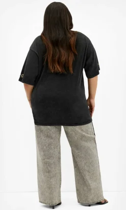 Rodeo Oversized Cotton Tee - black acid wash