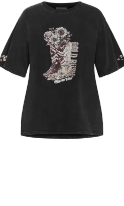 Rodeo Oversized Cotton Tee - black acid wash