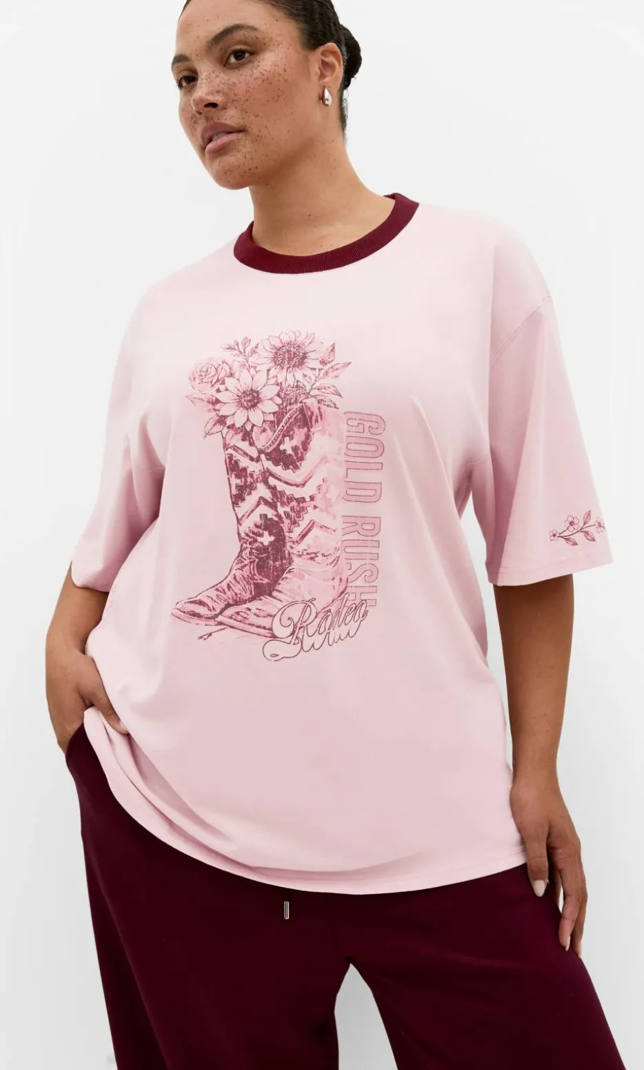 Rodeo Oversized Cotton Tee - rose
