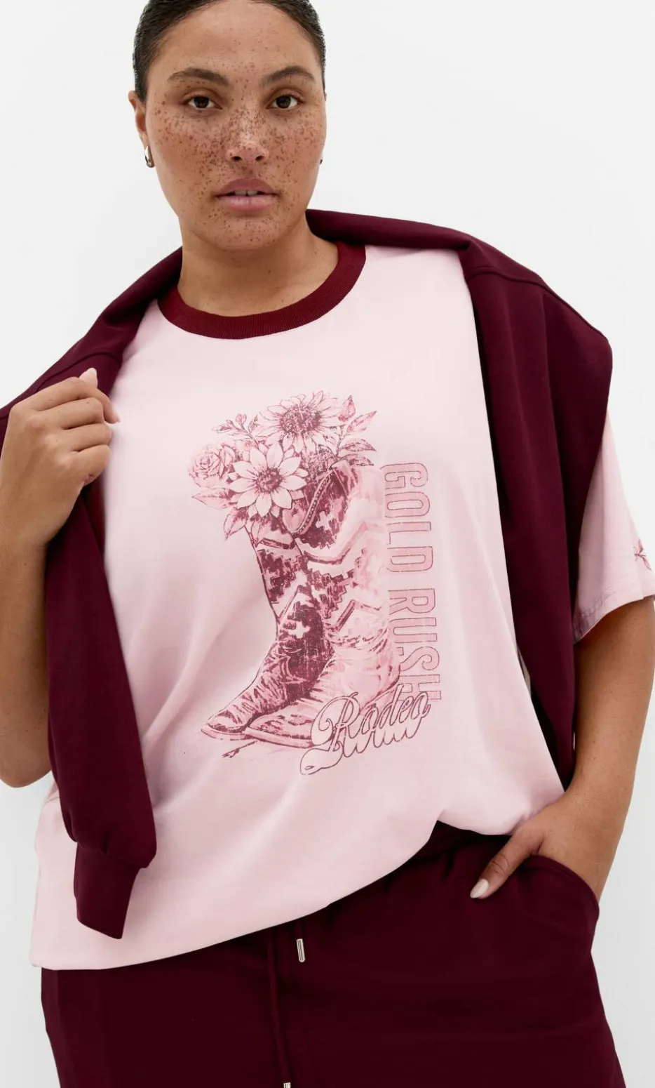 Rodeo Oversized Cotton Tee - rose