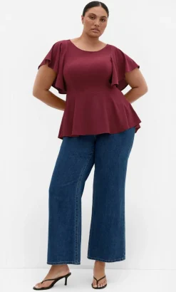 Romantic Mood Peplum Top - berry