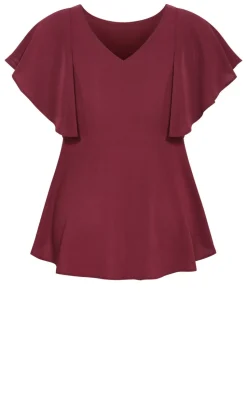Romantic Mood Peplum Top - berry