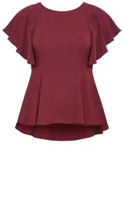 Romantic Mood Peplum Top - berry