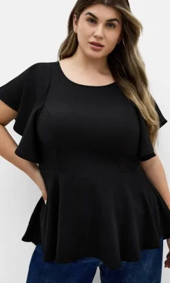 Romantic Mood Peplum Top - black
