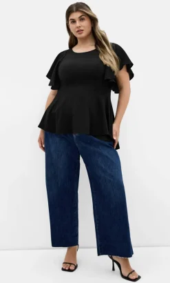 Romantic Mood Peplum Top - black