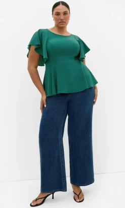 Romantic Mood Peplum Top - jade