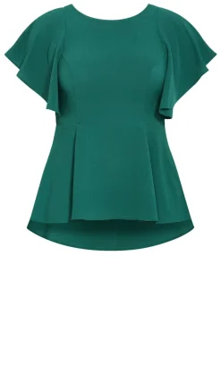 Romantic Mood Peplum Top - jade