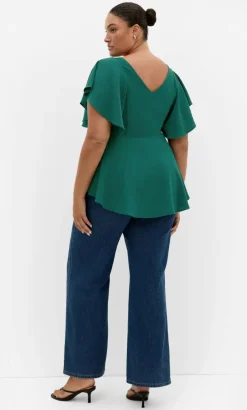 Romantic Mood Peplum Top - jade