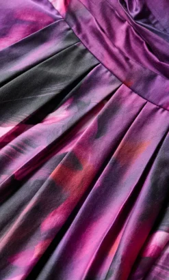 Rosalee Sleeveless Print Maxi Dress - deep plum