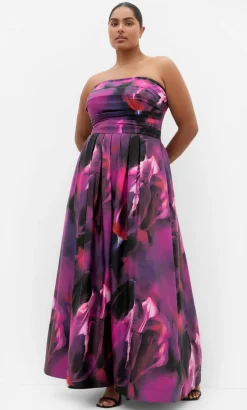 Rosalee Sleeveless Print Maxi Dress - deep plum