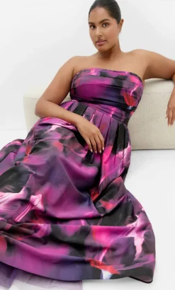 Rosalee Sleeveless Print Maxi Dress - deep plum