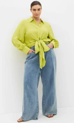 Rosa Tie Shirt - chartreuse