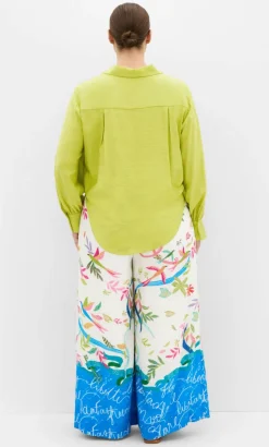 Rosa Tie Shirt - chartreuse