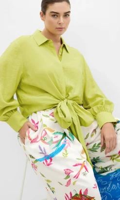 Rosa Tie Shirt - chartreuse